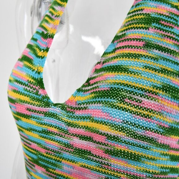 NEW KNIT HALTER DYE BACKLESS SUMMER BEACH MINI PARTY COVER UP DRESS SIZE M - Picture 6 of 8